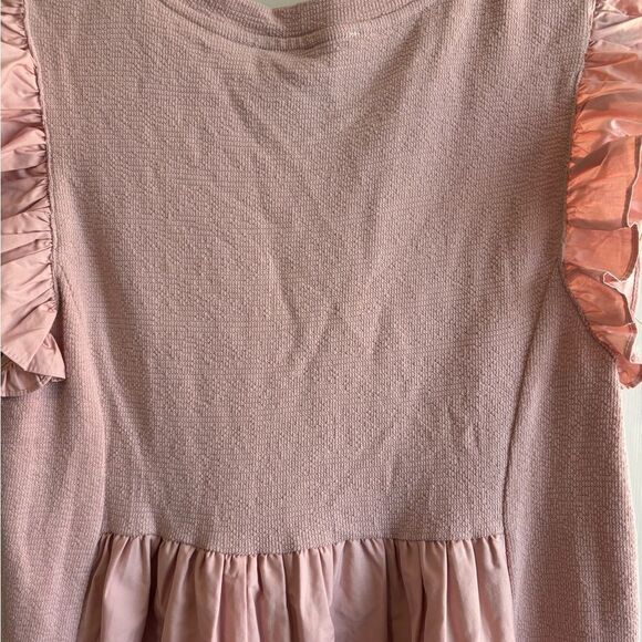 English Factory Flutter Sleeve Poplin Dress Blush Pink with pockets - Picture 11 of 13